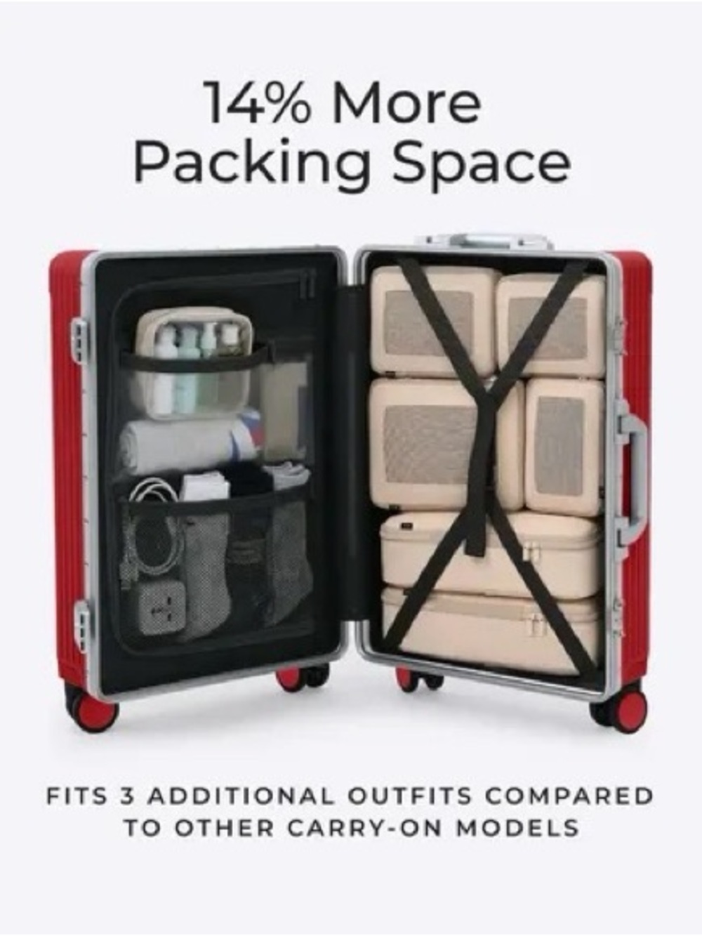 BNIB Red Front-Access Tech-Friendly Carry-On + Check-In Luggage - Picture 8 of 9